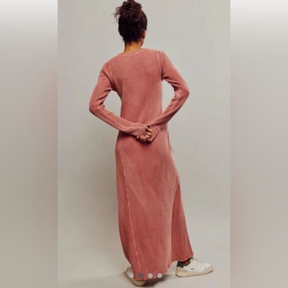 Free People FP One Dusty Rose Natasha Thermal Lounging Dress Relaxed Fit WM Med - Picture 3 of 15